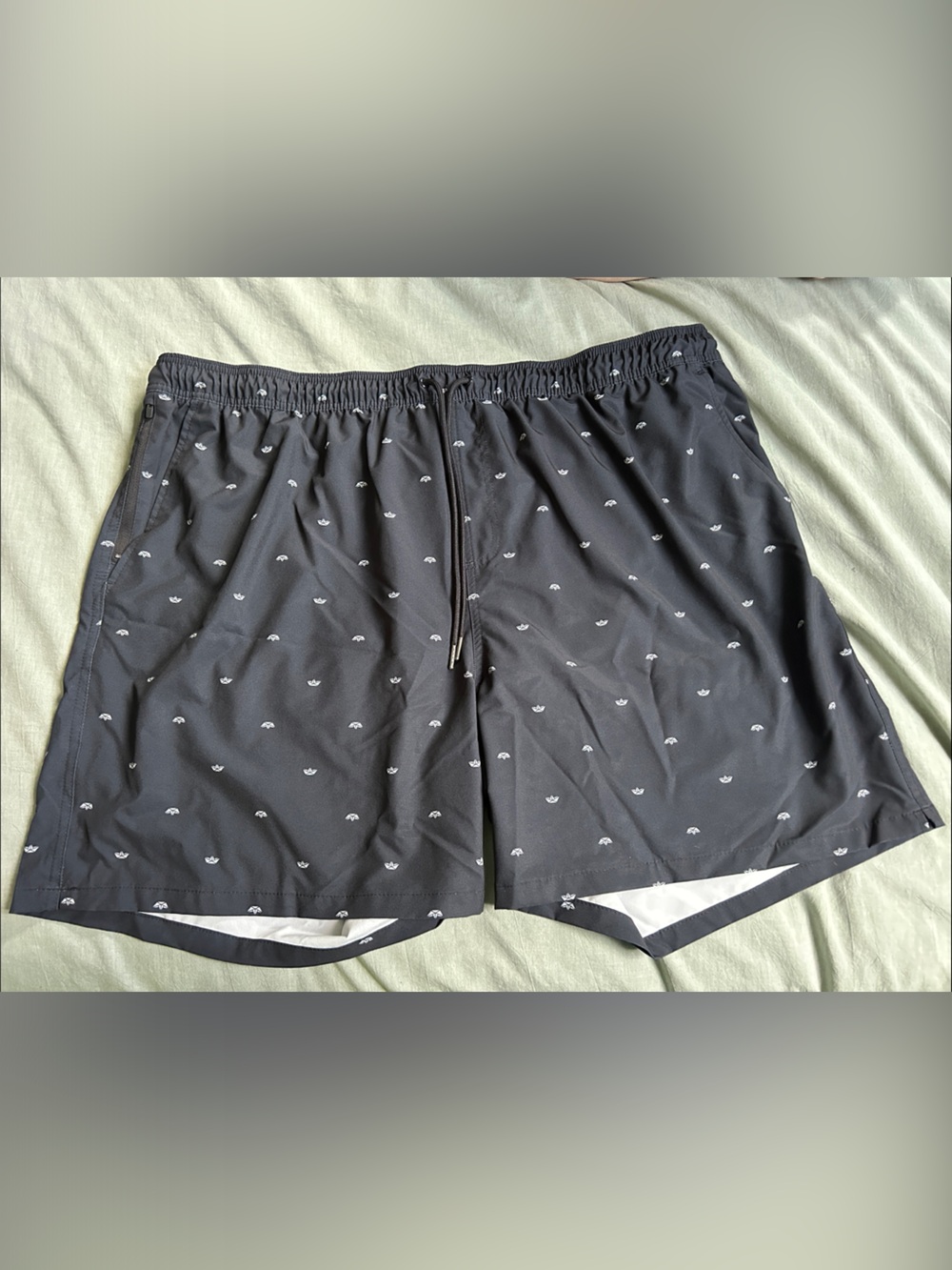 Men's Black Swim Trunks with Subtle White Micro Print